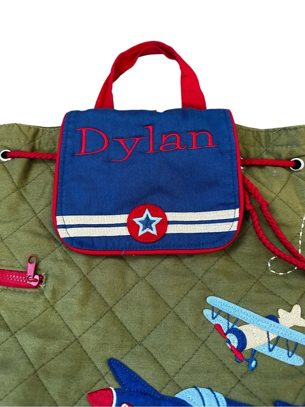Stephen Joseph’s Backpack Airplane Appliqués Army Green Quilted Travel School